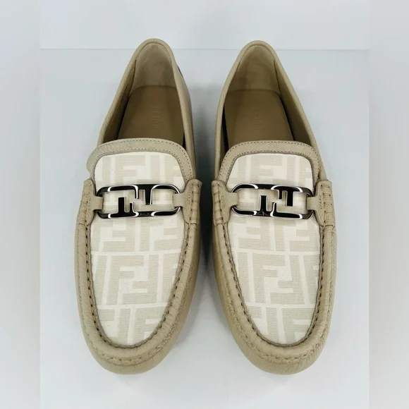 Fendi O'Lock FF Jacquard Logo Driving Leather Shoes UK 10 - US 11 - EU 44